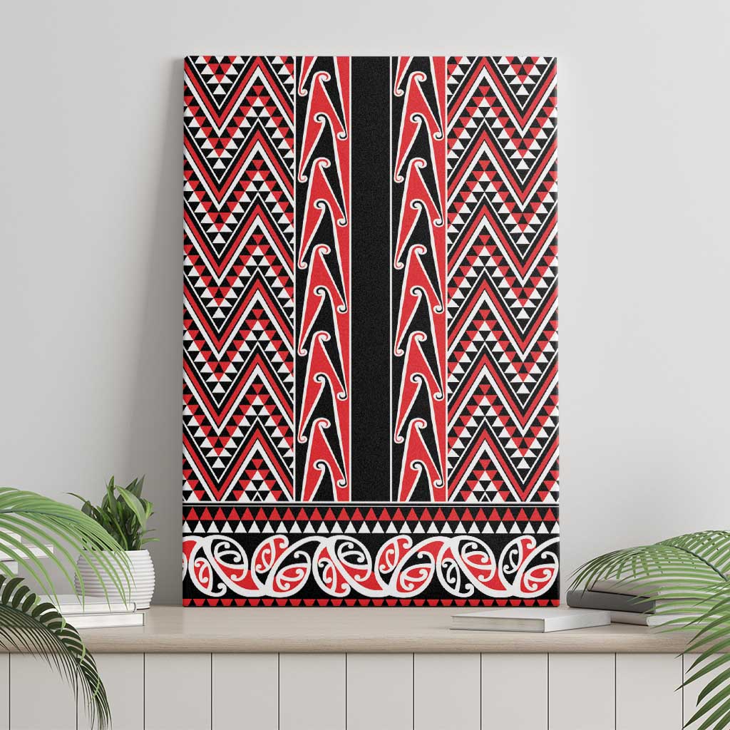 New Zealand Maori Niho Taniwha Canvas Wall Art Whero Mangopare and Puhoro Pattern