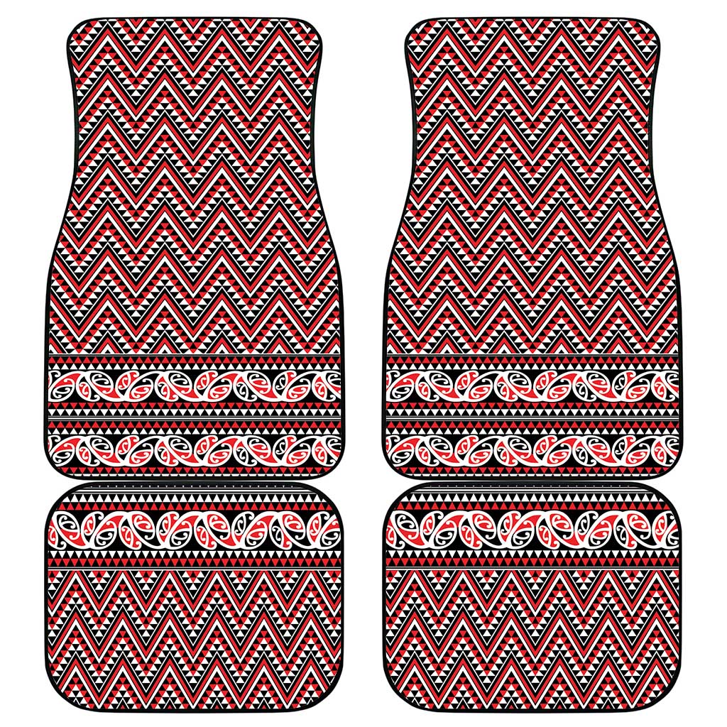 New Zealand Maori Niho Taniwha Car Mats Whero Mangopare and Puhoro Pattern