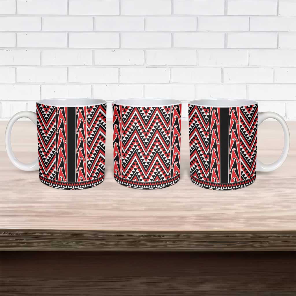 New Zealand Maori Niho Taniwha Ceramic Mug Whero Mangopare and Puhoro Pattern - Polynesian Pride