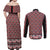 New Zealand Maori Niho Taniwha Couples Matching Off Shoulder Maxi Dress and Long Sleeve Button Shirt Whero Mangopare and Puhoro Pattern
