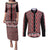New Zealand Maori Niho Taniwha Couples Matching Puletasi and Long Sleeve Button Shirt Whero Mangopare and Puhoro Pattern