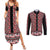 New Zealand Maori Niho Taniwha Couples Matching Summer Maxi Dress and Long Sleeve Button Shirt Whero Mangopare and Puhoro Pattern