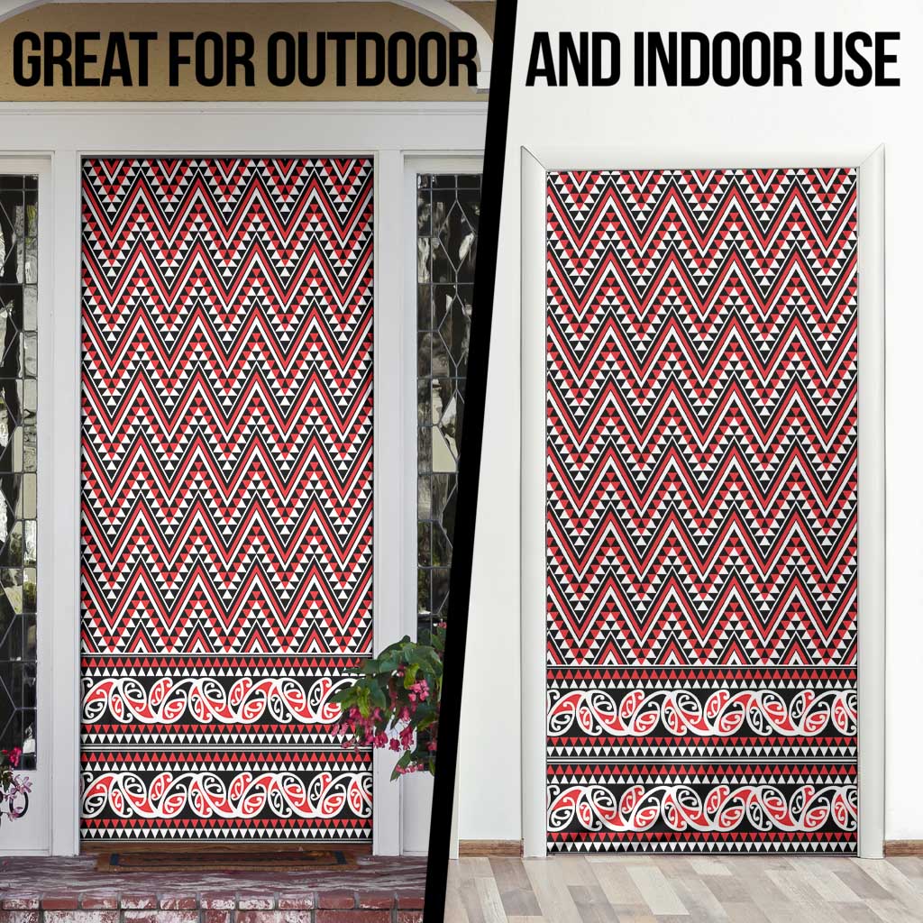 New Zealand Maori Niho Taniwha Door Cover Whero Mangopare and Puhoro Pattern - Polynesian Pride