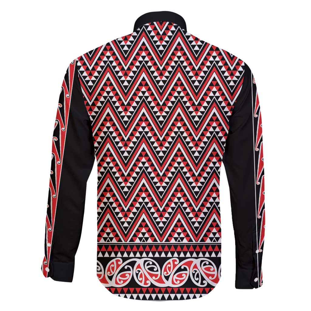 New Zealand Maori Niho Taniwha Family Matching Long Sleeve Bodycon Dress and Hawaiian Shirt Whero Mangopare and Puhoro Pattern