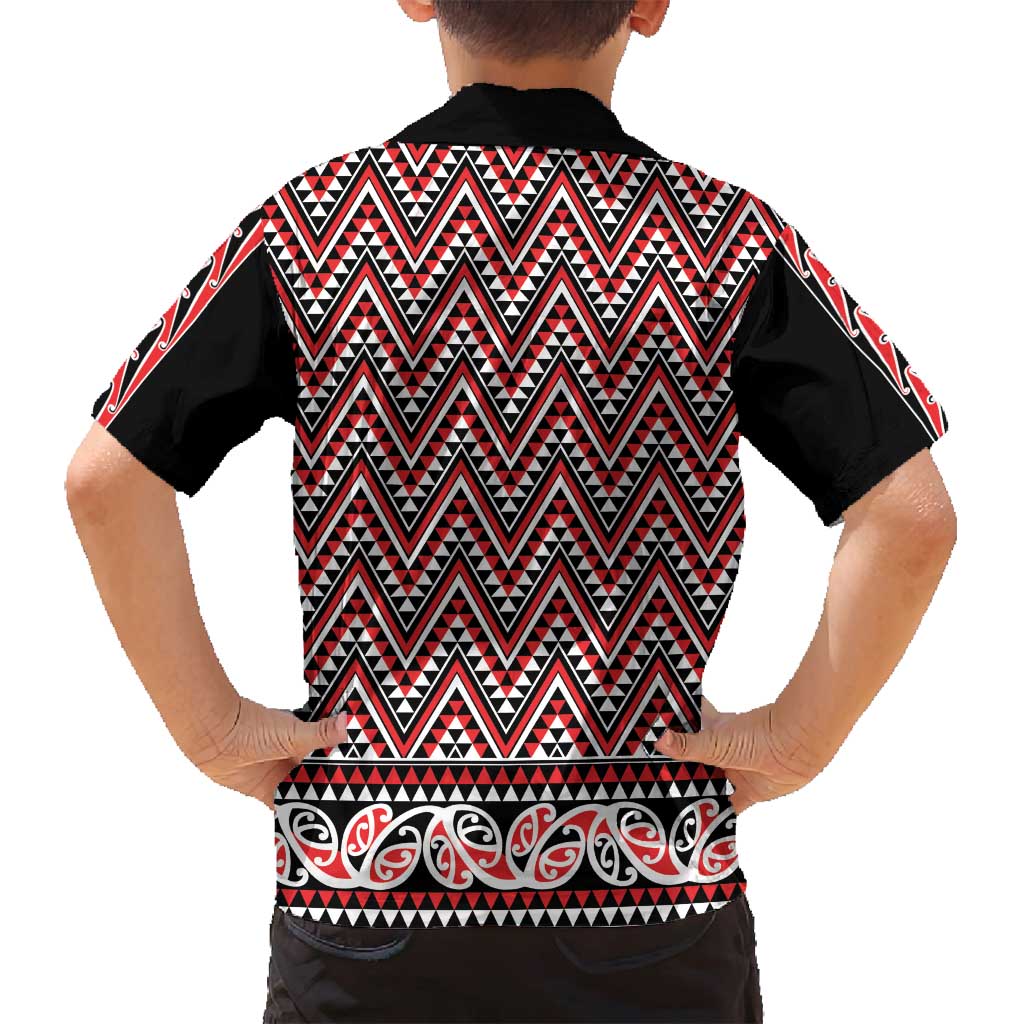 New Zealand Maori Niho Taniwha Family Matching Off Shoulder Maxi Dress and Hawaiian Shirt Whero Mangopare and Puhoro Pattern LT9 - Polynesian Pride