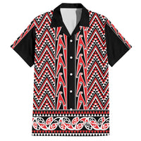 New Zealand Maori Niho Taniwha Family Matching Off Shoulder Maxi Dress and Hawaiian Shirt Whero Mangopare and Puhoro Pattern LT9 Dad's Shirt - Short Sleeve Red - Polynesian Pride