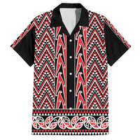 New Zealand Maori Niho Taniwha Family Matching Short Sleeve Bodycon Dress and Hawaiian Shirt Whero Mangopare and Puhoro Pattern