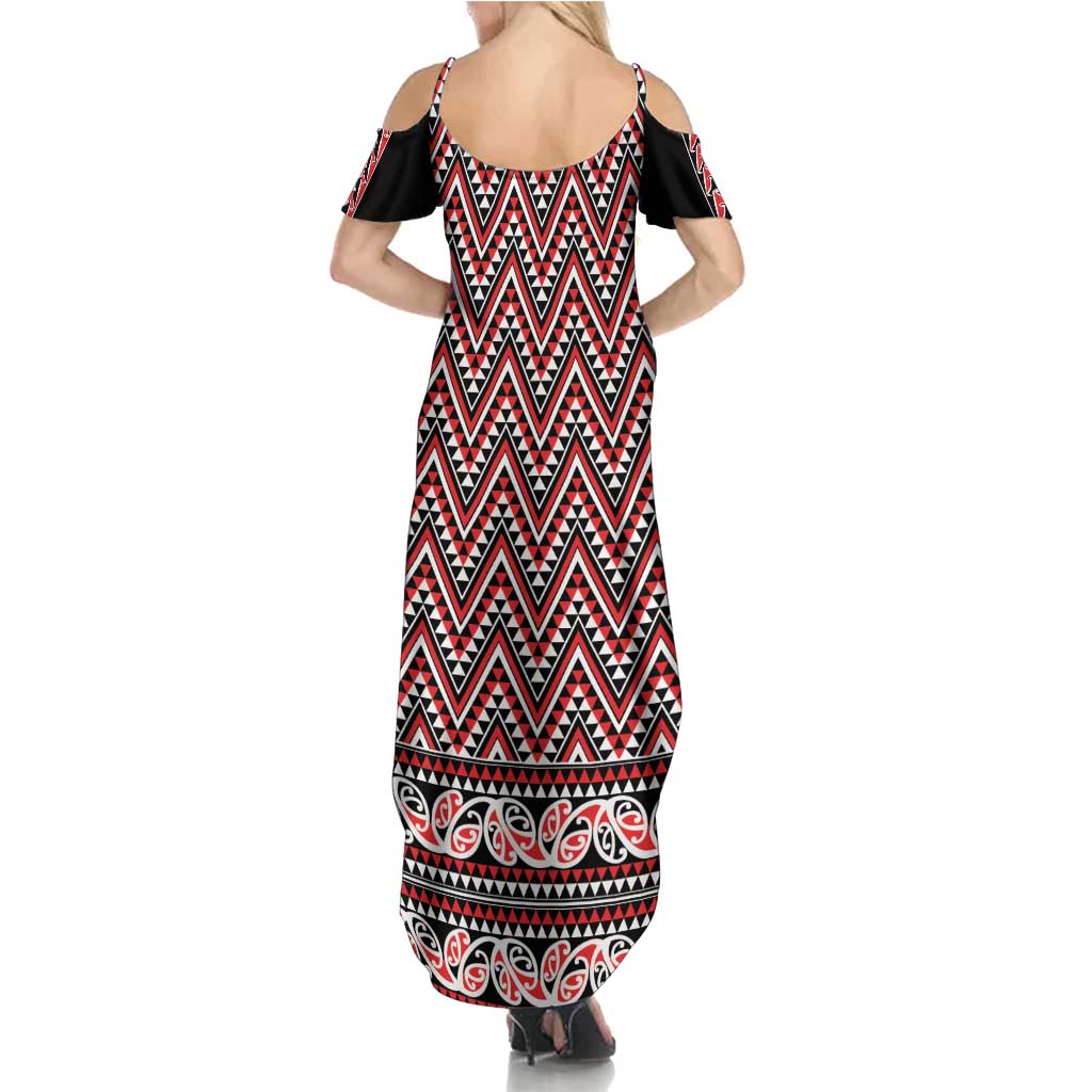 New Zealand Maori Niho Taniwha Family Matching Summer Maxi Dress and Hawaiian Shirt Whero Mangopare and Puhoro Pattern LT9 - Polynesian Pride