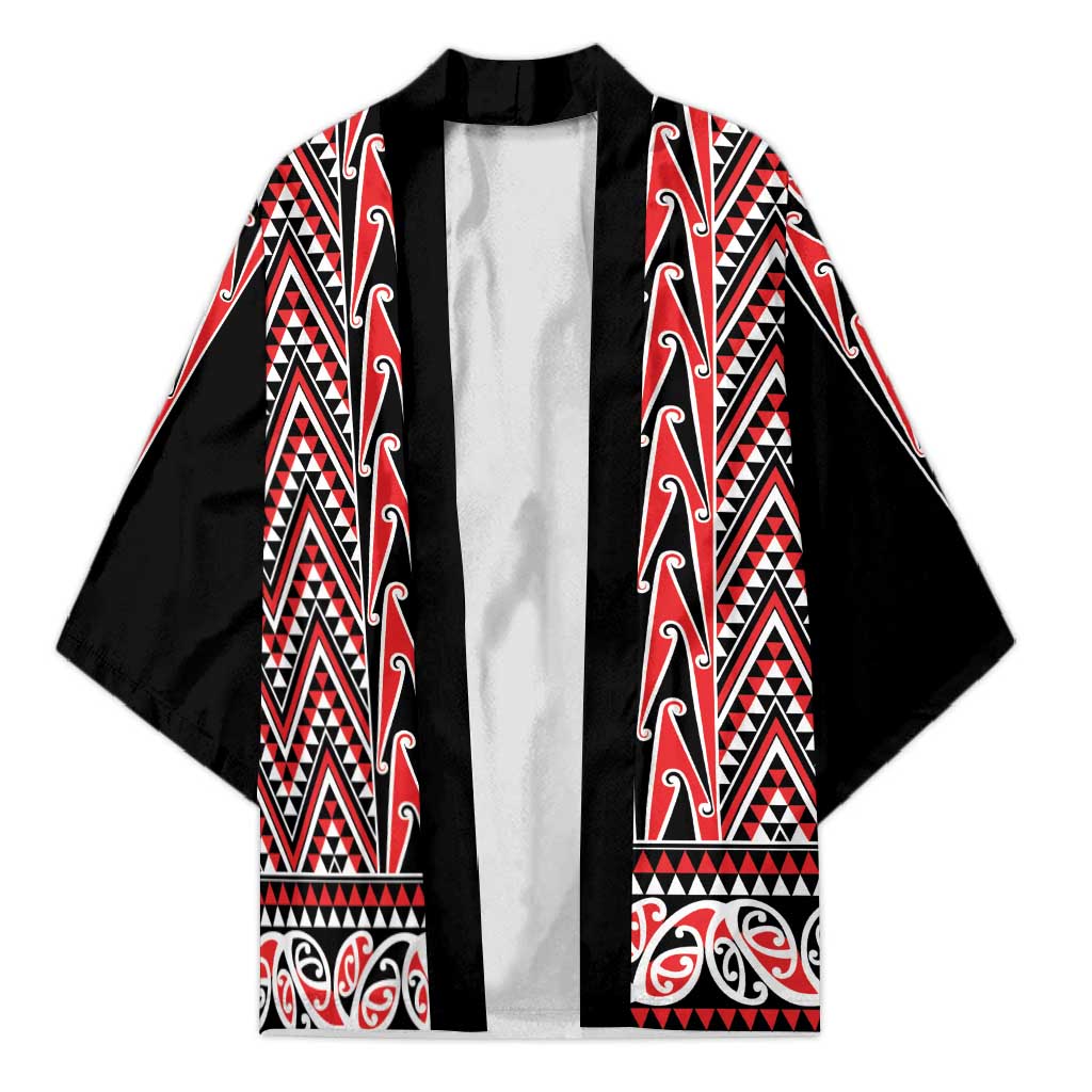 New Zealand Maori Niho Taniwha Kimono Whero Mangopare and Puhoro Pattern - Polynesian Pride