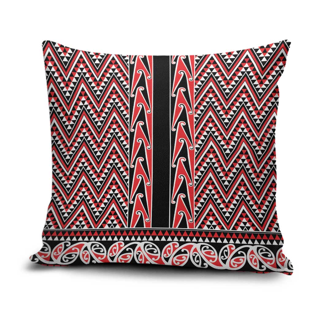 New Zealand Maori Niho Taniwha Pillow Cover Whero Mangopare and Puhoro Pattern - Polynesian Pride