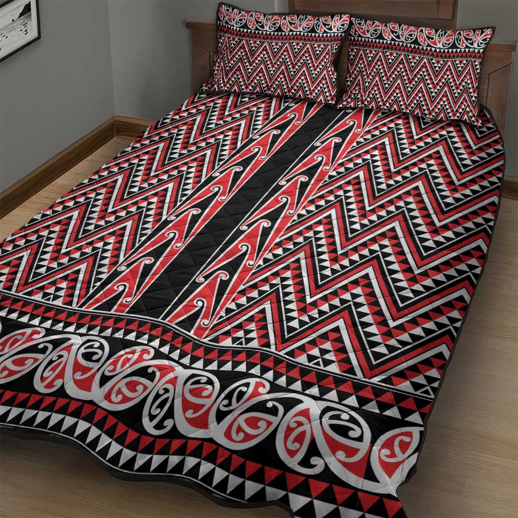 New Zealand Maori Niho Taniwha Quilt Bed Set Whero Mangopare and Puhoro Pattern