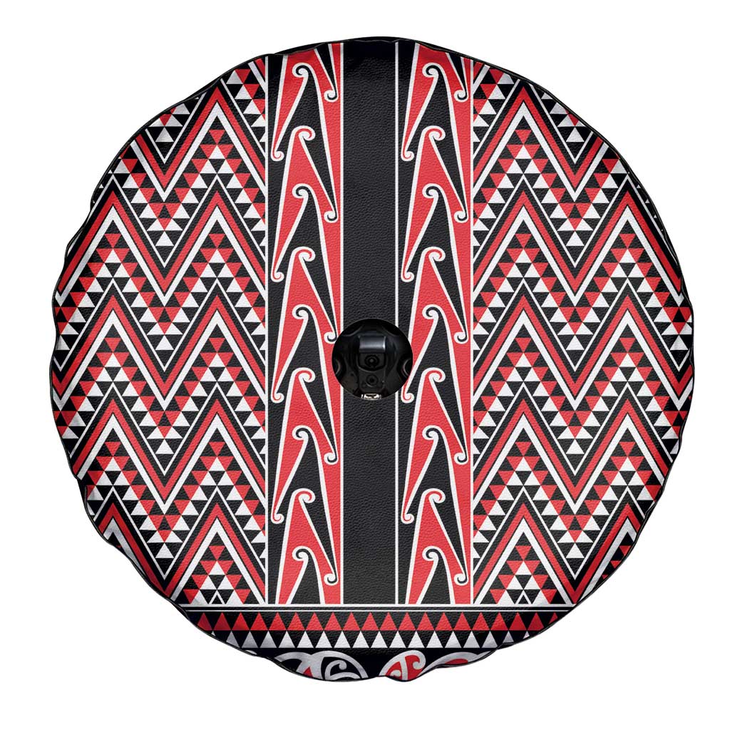 New Zealand Maori Niho Taniwha Spare Tire Cover Whero Mangopare and Puhoro Pattern