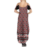 New Zealand Maori Niho Taniwha Summer Maxi Dress Whero Mangopare and Puhoro Pattern