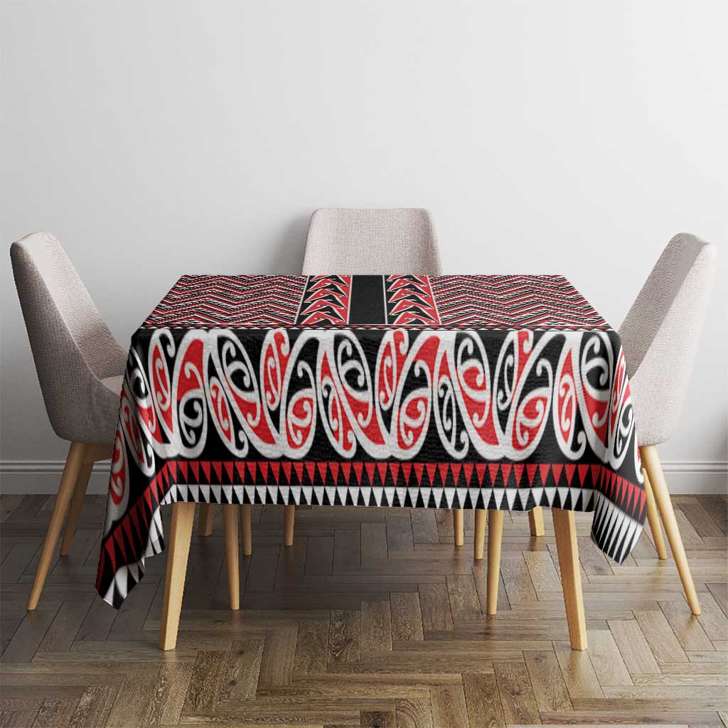 New Zealand Maori Niho Taniwha Tablecloth Whero Mangopare and Puhoro Pattern