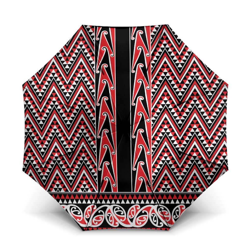 New Zealand Maori Niho Taniwha Umbrella Whero Mangopare and Puhoro Pattern - Polynesian Pride