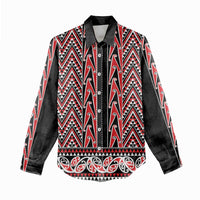 New Zealand Maori Niho Taniwha Women Casual Shirt Whero Mangopare and Puhoro Pattern