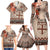 Vintage Bula Fiji Personalised Family Matching Long Sleeve Bodycon Dress and Hawaiian Shirt Beige Hibiscus Tapa Pattern
