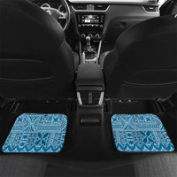 Vintage Bula Fiji Personalised Car Mats Blue Hibiscus Tapa Pattern LT9