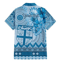 Vintage Bula Fiji Personalised Family Matching Mermaid Dress and Hawaiian Shirt Blue Hibiscus Tapa Pattern LT9 - Polynesian Pride