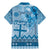Vintage Bula Fiji Personalised Family Matching Mermaid Dress and Hawaiian Shirt Blue Hibiscus Tapa Pattern