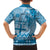 Vintage Bula Fiji Personalised Family Matching Tank Maxi Dress and Hawaiian Shirt Blue Hibiscus Tapa Pattern