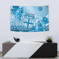 Vintage Bula Fiji Personalised Tapestry Blue Hibiscus Tapa Pattern LT9