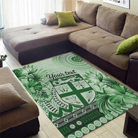 Vintage Bula Fiji Personalised Area Rug Green Hibiscus Tapa Pattern LT9