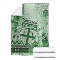 Vintage Bula Fiji Personalised Blanket Green Hibiscus Tapa Pattern LT9