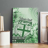 Vintage Bula Fiji Personalised Canvas Wall Art Green Hibiscus Tapa Pattern LT9