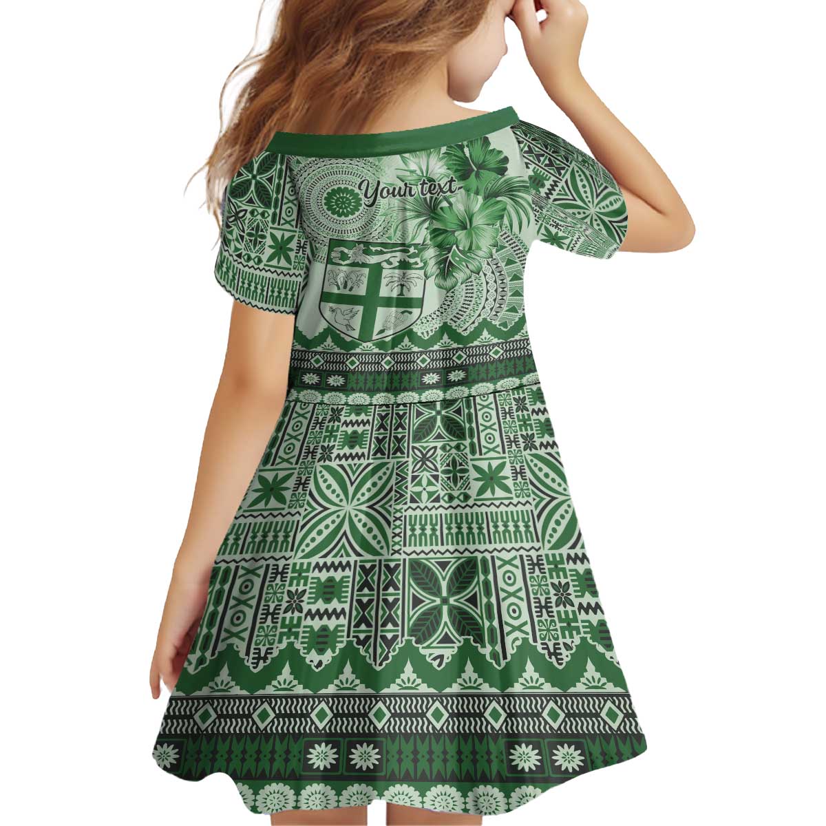 Vintage Bula Fiji Personalised Family Matching Puletasi and Hawaiian Shirt Green Hibiscus Tapa Pattern LT9 - Polynesian Pride