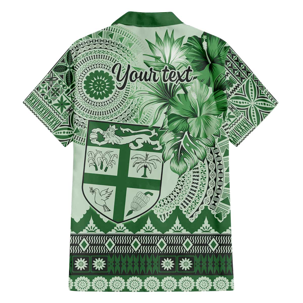 Vintage Bula Fiji Personalised Family Matching Puletasi and Hawaiian Shirt Green Hibiscus Tapa Pattern LT9 - Polynesian Pride