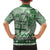 Vintage Bula Fiji Personalised Family Matching Short Sleeve Bodycon Dress and Hawaiian Shirt Green Hibiscus Tapa Pattern