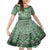 Vintage Bula Fiji Personalised Family Matching Short Sleeve Bodycon Dress and Hawaiian Shirt Green Hibiscus Tapa Pattern