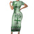 Vintage Bula Fiji Personalised Family Matching Short Sleeve Bodycon Dress and Hawaiian Shirt Green Hibiscus Tapa Pattern