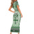 Vintage Bula Fiji Personalised Family Matching Short Sleeve Bodycon Dress and Hawaiian Shirt Green Hibiscus Tapa Pattern