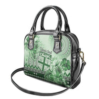 Vintage Bula Fiji Personalised Shoulder Handbag Green Hibiscus Tapa Pattern LT9