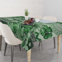 Vintage Bula Fiji Personalised Tablecloth Green Hibiscus Tapa Pattern LT9