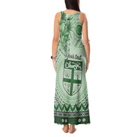 Vintage Bula Fiji Personalised Tank Maxi Dress Green Hibiscus Tapa Pattern