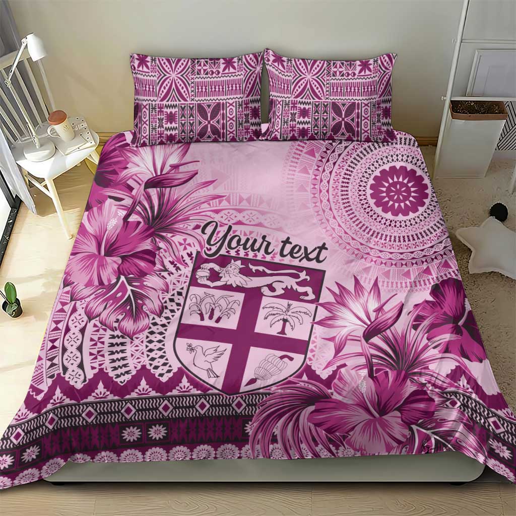 Vintage Bula Fiji Personalised Bedding Set Pink Hibiscus Tapa Pattern LT9