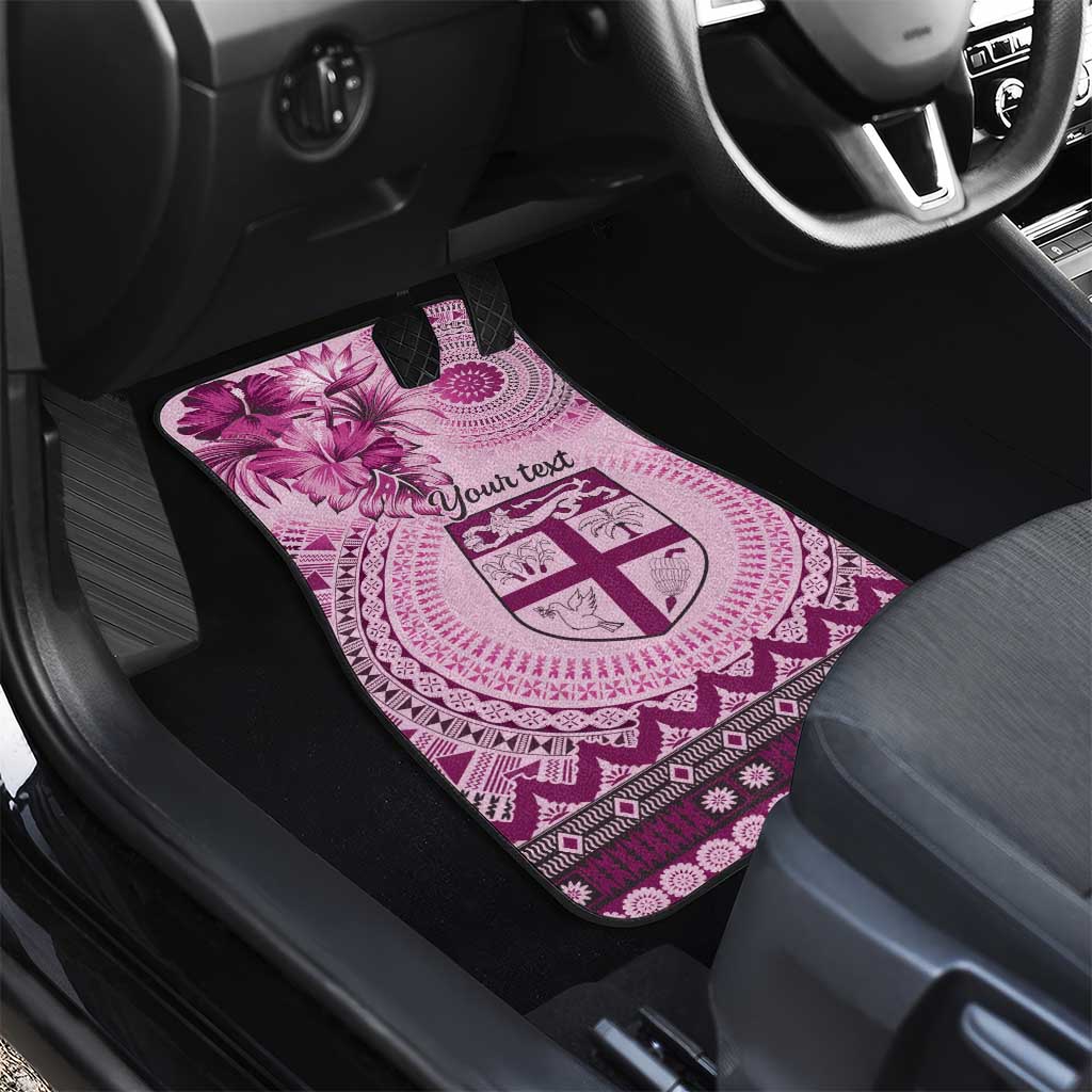 Vintage Bula Fiji Personalised Car Mats Pink Hibiscus Tapa Pattern LT9