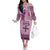 Vintage Bula Fiji Personalised Family Matching Off The Shoulder Long Sleeve Dress and Hawaiian Shirt Pink Hibiscus Tapa Pattern