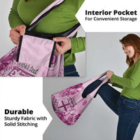 Vintage Bula Fiji Personalised Grocery Bag Pink Hibiscus Tapa Pattern LT9