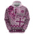 Vintage Bula Fiji Personalised Hoodie Pink Hibiscus Tapa Pattern