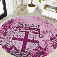 Vintage Bula Fiji Personalised Round Carpet Pink Hibiscus Tapa Pattern LT9