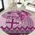 Vintage Bula Fiji Personalised Round Carpet Pink Hibiscus Tapa Pattern