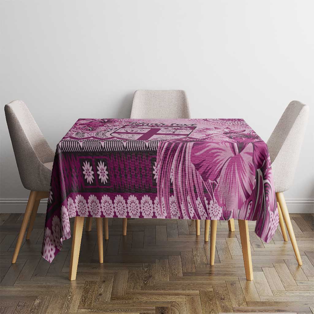 Vintage Bula Fiji Personalised Tablecloth Pink Hibiscus Tapa Pattern LT9