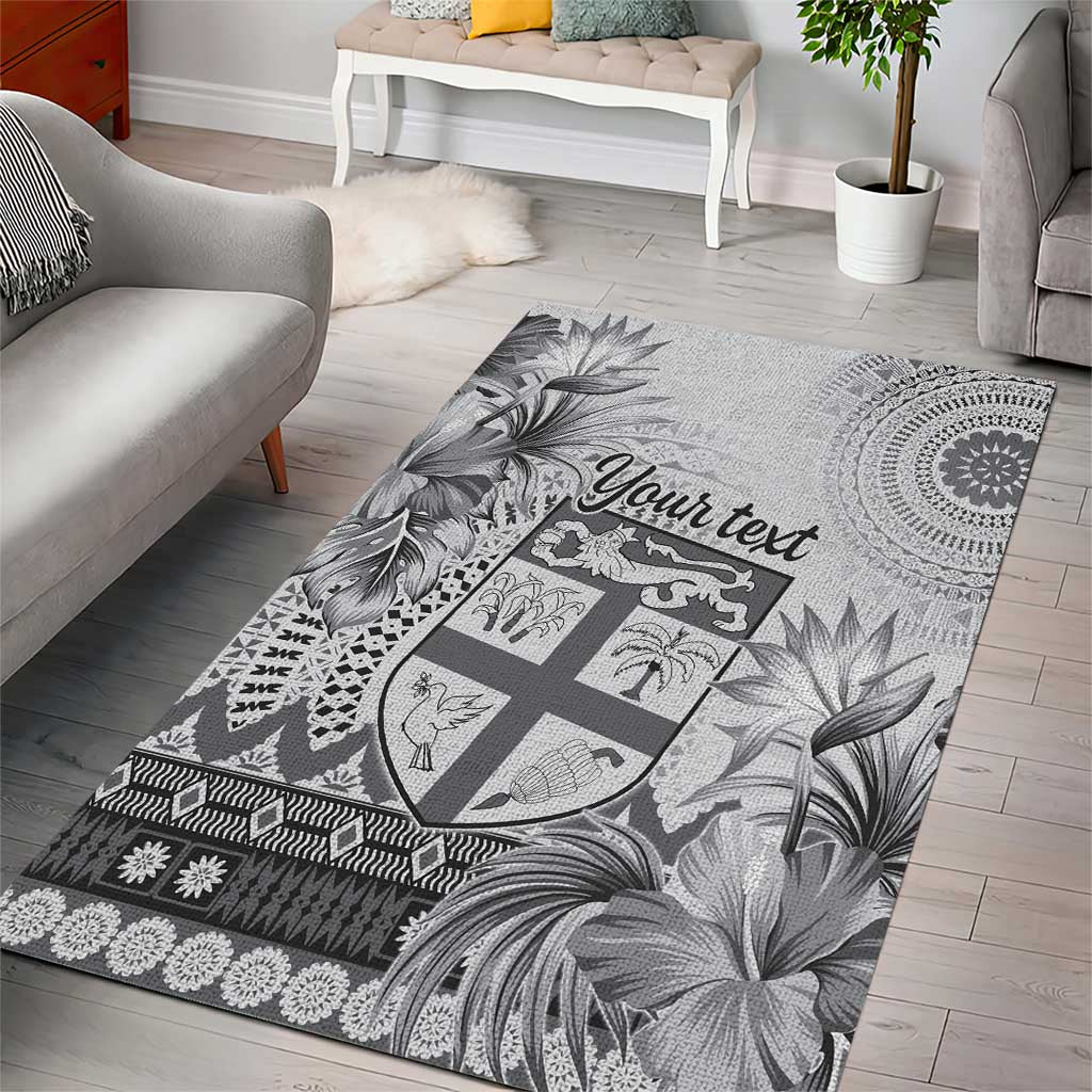 Vintage Bula Fiji Personalised Area Rug Beige Hibiscus Tapa Pattern LT9
