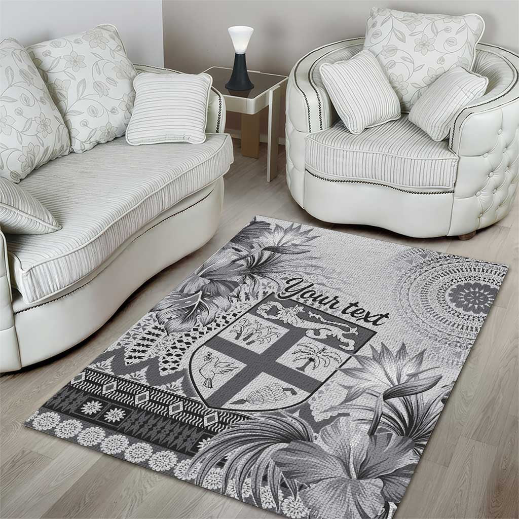 Vintage Bula Fiji Personalised Area Rug Beige Hibiscus Tapa Pattern LT9