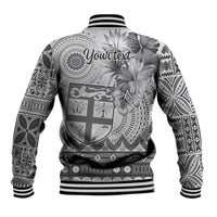 Vintage Bula Fiji Personalised Baseball Jacket Beige Hibiscus Tapa Pattern