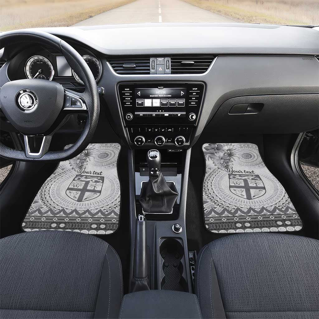 Vintage Bula Fiji Personalised Car Mats Beige Hibiscus Tapa Pattern LT9